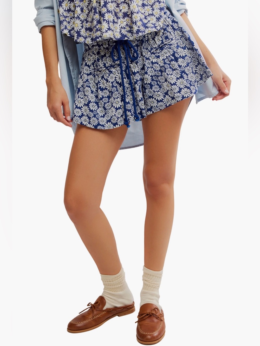 Free people offbeat floral pull on shorts
